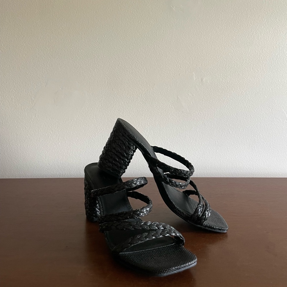 Braided block sandals